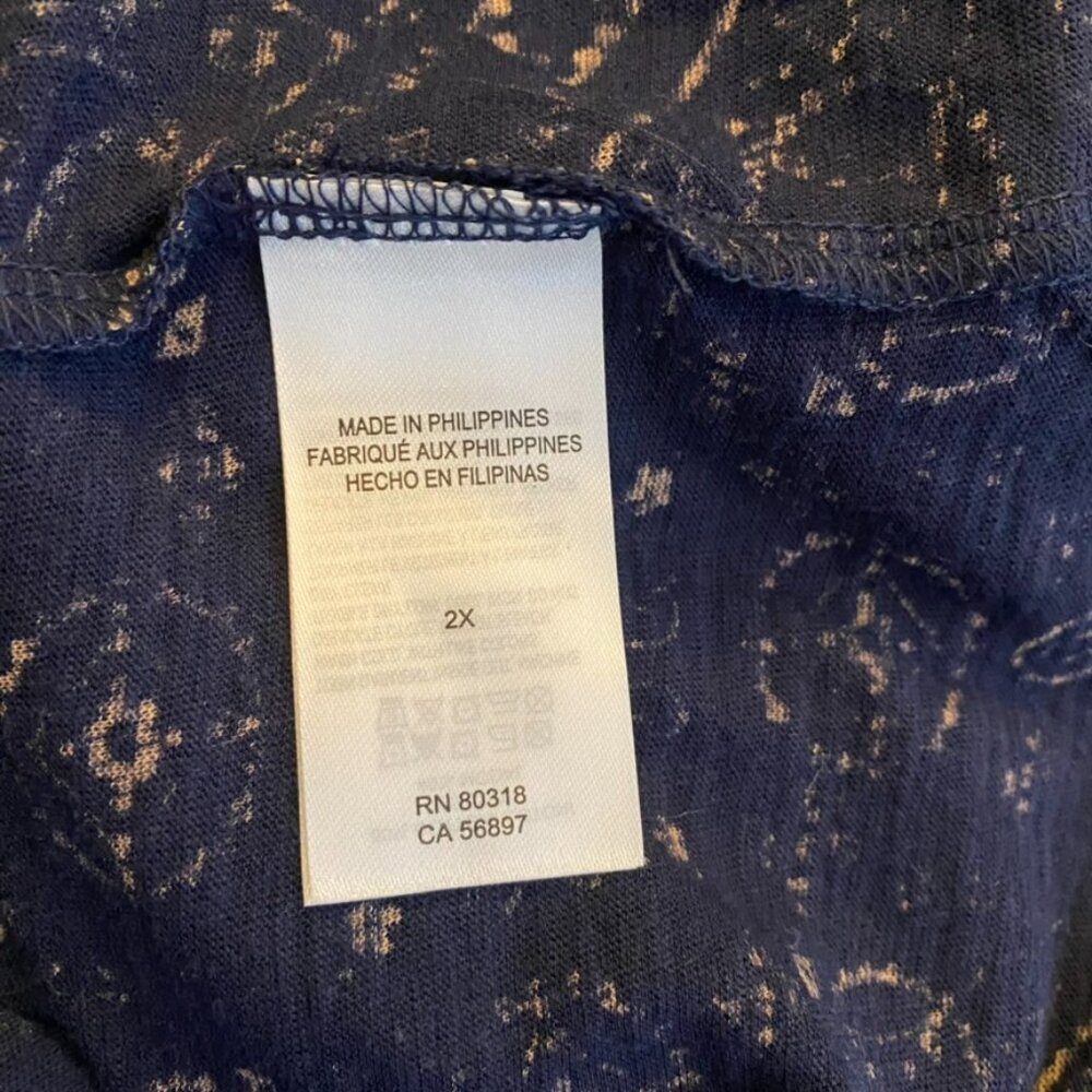 (2) Lucky Brand tunic tops blouse navy and black size 2X V neck - Picture 7 of 7
